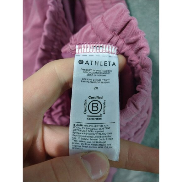 Athleta Pants Womens 2X Pink Crop Travel Lounge Seasoft Straight Modal Blend - Picture 8 of 10